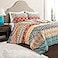Lush Decor Bohemian Stripe Reversible Cotton Duvet Cover Set 3 Piece Set King Turquoise Orange Striped Bedding Set King Duvet Set Boho Decor