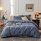 Janlive Washed Cotton Duvet Cover Queen Ultra Soft 100 Cotton Solid Color Navy Blue Duvet Cover Set with Zipper Closure 3 Pieces Navy Blue Queen