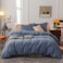 Janlive Washed Cotton Duvet Cover Queen Ultra Soft 100 Cotton Solid Color Navy Blue Duvet Cover Set with Zipper Closure 3 Pieces Navy Blue Queen