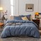 Janlive Washed Cotton Duvet Cover Queen Ultra Soft 100 Cotton Solid Color Navy Blue Duvet Cover Set with Zipper Closure 3 Pieces Navy Blue Queen