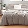 NEXHOME PRO Duvet Cover Set Queen Size Linen Look Textured Organic Natural 100 Washed Cotton Duvet Cover Linen Grey 3 Pieces Bedding Set with Zipper Closure Breathable Soft No Comforter