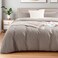 NEXHOME PRO Duvet Cover Set Queen Size Linen Look Textured Organic Natural 100 Washed Cotton Duvet Cover Linen Grey 3 Pieces Bedding Set with Zipper Closure Breathable Soft No Comforter