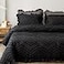 BAHALDEN Tufted Duvet Cover Queen Sets Soft and Breathable Comforter Cover with Zipper ClosureEmbroidery Boho Bedding with RufflesBlack 90x90 inches and 2 Pillowcsaes