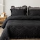 BAHALDEN Tufted Duvet Cover Queen Sets Soft and Breathable Comforter Cover with Zipper ClosureEmbroidery Boho Bedding with RufflesBlack 90x90 inches and 2 Pillowcsaes