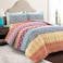 Lush Decor Bohemian Stripe Reversible Cotton Duvet Cover Set 3 Piece Set King Fuchsia Orange Striped Bedding Set King Duvet Set Boho Decor