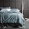 Eikei Solid Color Duvet Cover Luxury Bedding Set 400 Thread Count Egyptian Cotton Long Staple Sateen Weave Breathable Silky Soft Pima Premium Quality Bed Linen Queen Stormy Sea