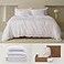 Double Stitch Cotton Tencel Duvet Cover Queen Size Comforter Cover Luxury Soft Eucalyptus Lyocell Bedding Set for Hot Sleepers Cooling Breathable Button Closure Bright White 90x90