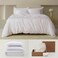 Double Stitch Cotton Tencel Duvet Cover Queen Size Comforter Cover Luxury Soft Eucalyptus Lyocell Bedding Set for Hot Sleepers Cooling Breathable Button Closure Bright White 90x90