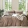 MooMee Bedding Duvet Cover Set 100 Washed Cotton Linen Like Textured Breathable Durable Soft Comfy Solid Brown Queen 90x90