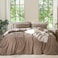 MooMee Bedding Duvet Cover Set 100 Washed Cotton Linen Like Textured Breathable Durable Soft Comfy Solid Brown Queen 90x90