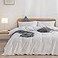 BESTOUCH Duvet Cover Set 100 Washed Cotton Linen Feel Super Soft Comfortable Chic Lightweight 2 PCs Home Bedding Set Solid Bright White TwinTwin XL