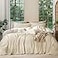 MooMee Bedding Duvet Cover Set 100 Washed Cotton Linen Like Textured Breathable Durable Soft Comfy Heathered Almond Milk Grey Twin 68x90
