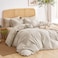 Wake In Cloud Striped Cotton Duvet Cover Set 100 Washed Cotton Textured Bedding Set Ticking Stripe Pinstripe Farmhouse 3 Pieces Tan Full Size