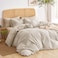 Wake In Cloud Striped Cotton Duvet Cover Set 100 Washed Cotton Textured Bedding Set Ticking Stripe Pinstripe Farmhouse 3 Pieces Tan Full Size