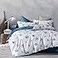 MILDLY 100 Washed Cotton Duvet Cover Seashell Blue Comforter Cover Set Nautical Coastal Pattern Bedding Set with Zipper Closure 4 Ties Twin Size