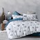 MILDLY 100 Washed Cotton Duvet Cover Seashell Blue Comforter Cover Set Nautical Coastal Pattern Bedding Set with Zipper Closure 4 Ties Twin Size