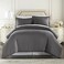 HC COLLECTION Duvet Cover Grey Queen Size Duvet Cover 3 Piece Soft Breathable Microfiber Duvet Cover Set with Zipper Closure 2 Pillow Shams