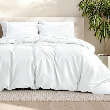 Bare Home Bedding Duvet Cover King Size Premium 1800 Super Soft Collection Lightweight Cooling Soft Breathable Bedding Duvet Cover King White