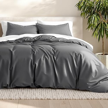 Bare Home Bedding Duvet Cover King Size Premium 1800 Super Soft Collection Lightweight Cooling Soft Breathable Bedding Duvet Cover King Grey