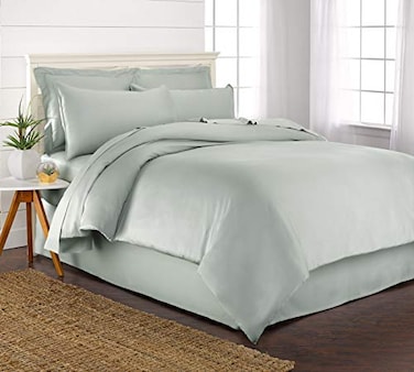 Pure Bamboo Queen Duvet Cover by 3 Piece Set Genuine 100 Organic Viscose Derived from Bamboo Luxuriously Soft and Cooling 2 Pillowcases Queen Sea Glass