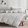 JELLYMONI 100 Natural Cotton 3pcs Striped Duvet Cover SetsWhite with Grey Stripes Pattern Printed Comforter Coverwith Zipper Closure Corner TiesKing Size