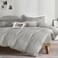 JELLYMONI 100 Natural Cotton 3pcs Striped Duvet Cover SetsWhite with Grey Stripes Pattern Printed Comforter Coverwith Zipper Closure Corner TiesKing Size