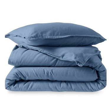 Bare Home Flannel Duvet Cover Set Extra Long 100 Cotton Velvety Soft Heavyweight Premium Flannel Double Brushed Includes Sham Pillow Covers TwinTwin XL Coronet Blue