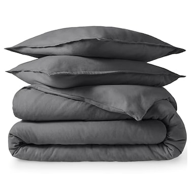 Bare Home Flannel Duvet Cover Set King 100 Cotton Velvety Soft Heavyweight Premium Flannel Double Brushed Includes Sham Pillow Covers King Grey