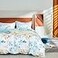 MILDLY 100 Long Staple Cotton Duvet Cover Set Blue Gold Grey Leaves Printed Comforter Cover Set Watercolor Plant