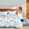 MILDLY 100 Long Staple Cotton Duvet Cover Set Blue Gold Grey Leaves Printed Comforter Cover Set Watercolor Plant