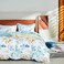 MILDLY 100 Long Staple Cotton Duvet Cover Set Blue Gold Grey Leaves Printed Comforter Cover Set Watercolor Plant