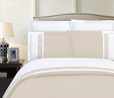Elegant Comfort Luxurious Hotel Collection SuperSoft 1500 Thread Count Egyptian Quality 2Piece Greek Pattern Duvet Cover Set TwinTwin XL Cream