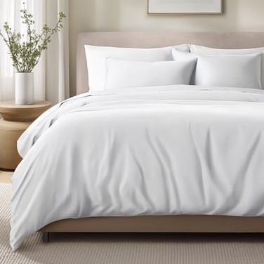 Bare Home 100 Organic Cotton Sateen Duvet Cover Set FullQueen Size 400 Thread Count Smooth Sateen Weave Warm Luxurious Duvet Cover Queen White