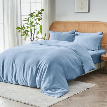 Sijo SIJO AiryWeight Tencel Duvet Cover 100 Lyocell Derived from Eucalyptus Buttery Soft Best Cooling Sheets by Architectural Digest Sky KingCal King 106x90