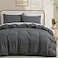 LOVQUE 100 Washed Cotton Duvet Cover Queen Size Grey FadeResistant Natural Bedding Set No Comforter 90x90 Inches