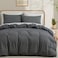 LOVQUE 100 Washed Cotton Duvet Cover Queen Size Grey FadeResistant Natural Bedding Set No Comforter 90x90 Inches