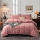 Janlive Washed Cotton Duvet Cover Full Ultra Soft 100 Cotton Solid Color Rose Duvet Cover Set with Zipper Closure 3 Pieces Pink Bean Paste Full