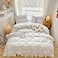 MOOWOO Chic Ruffle Lace Polyester Duvet Cover Set Girl White Bedding3 Piece Full Duvet Cover with Zipper Closure Ultra Soft and Light Weight White FullNo Comforter