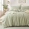 MILDLY Super Soft Duvet Cover 100 Washed Microfiber October Mist Sage Comforter Cover Set 3 Pieces with Zipper Closure Corner Ties No Comforter