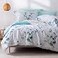 MILDLY 100 LongStaple Cotton Duvet Cover Set Baby Blue Teal Gradient Leaf Pattern Printed Comforter Cover 3pcs Ultra Soft Breathable Bedding Set