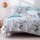 MILDLY 100 LongStaple Cotton Duvet Cover Set Baby Blue Teal Gradient Leaf Pattern Printed Comforter Cover 3pcs Ultra Soft Breathable Bedding Set
