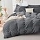 HYMOKEGE Dark Grey Duvet Cover Queen Size Ultra Soft 3Piece Seersucker Duvet Cover Set with Zipper Closure Soft Brushed Microfiber Bedding Set with 8 Corner Ties 90x90 2 Pillowshams