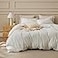 Bedsure 100 Washed Cotton Duvet Cover King Size Ivory Minimalist Bedding Set Linen Like PureWoven Plain Simple Soft Comforter Cover for All Seasons 3 Pieces Ivory King 104x90