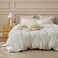 Bedsure 100 Washed Cotton Duvet Cover King Size Ivory Minimalist Bedding Set Linen Like PureWoven Plain Simple Soft Comforter Cover for All Seasons 3 Pieces Ivory King 104x90