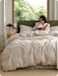 Bedsure 100 Washed Cotton Duvet Cover Oversized King Oatmeal Minimalist Bedding Set Linen Like PureWoven Plain Simple Soft Comforter Cover for All Seasons Oatmeal Oversized King 120x98