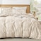 MUXHOMO Duvet Cover Queen Size Reversible Floral Beige Duvet Cover Set with Zipper Closure 3 Pieces Botanical Patterns Soft Microfiber Bedding Set with 4 Ties 90x90 2 Pillow Cases