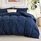 Bedsure Duvet Cover with Fitted Sheet Queen Deep Pocket Hotel Luxury Soft Double Brushed Bedding Set with Zipper Closure 1 Duvet Cover 1 Fitted Sheet 2 Pillow Shams NO Comforter Blue