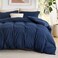 Bedsure Duvet Cover with Fitted Sheet Queen Deep Pocket Hotel Luxury Soft Double Brushed Bedding Set with Zipper Closure 1 Duvet Cover 1 Fitted Sheet 2 Pillow Shams NO Comforter Blue