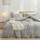 BESTOUCH Duvet Cover Set 100 Washed Cotton Linen Feel Super Soft Comfortable Chic Lightweight 3 PCs Home Bedding Set Solid Light Grey Super King Plus