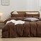 BESTOUCH Duvet Cover Set 100 Washed Cotton Linen Feel Super Soft Comfortable Chic Lightweight 3 PCs Home Bedding Set Solid Cocoa Brown Oversized Full